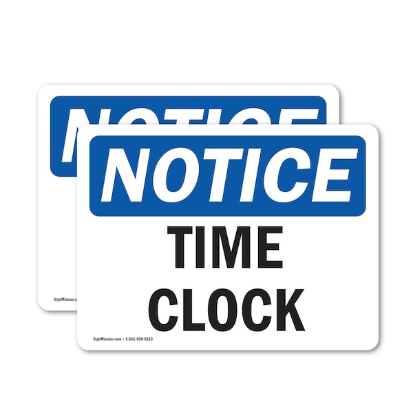 Signmission Time Clock, 14 in W x Rectangle, Vinyl Decal OS-2PACK-NS-D-1014-L-18675 - main